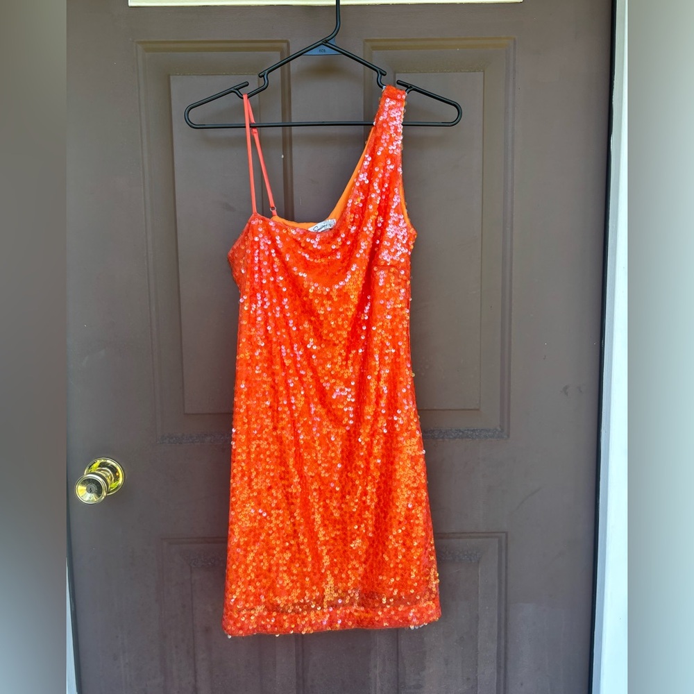 Speechless Vibrant Orange Sequin Dress size medium